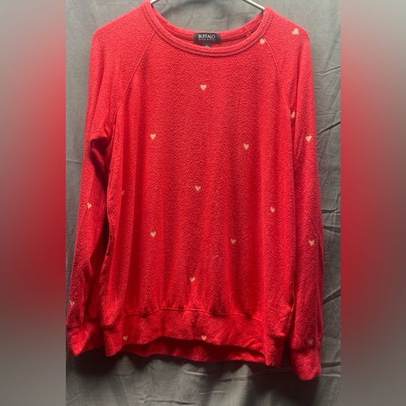 Buffalo David Bitton Super Soft High End Red HEARTS Pattern Sweater Women’s S - Picture 7 of 7